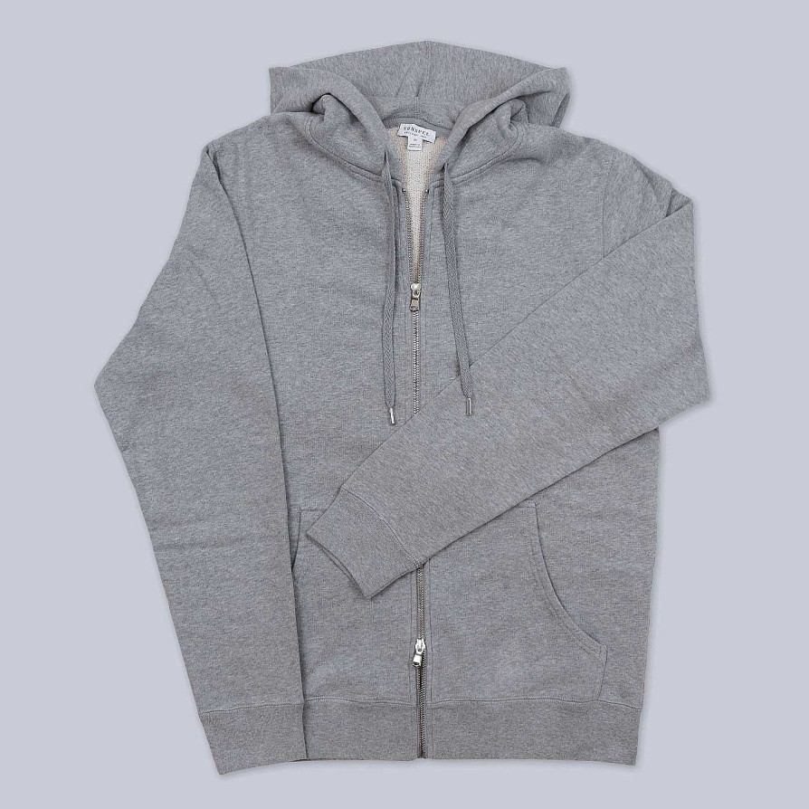 Clothing Sunspel | Loopback Zip Hoody Grey | Chlundwear